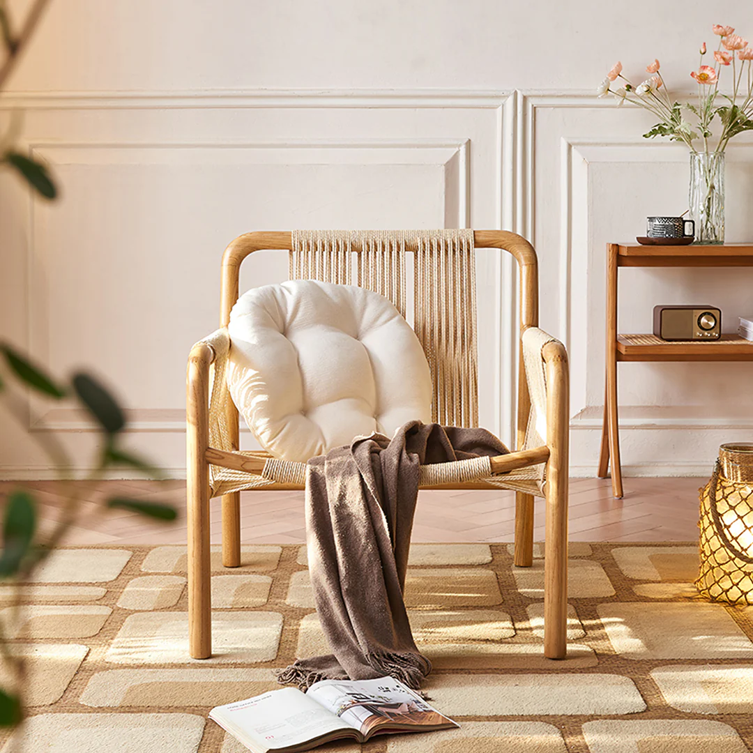 Zubkov Lounge Chair, Rattan & Solid Wood, Oak - Image 3