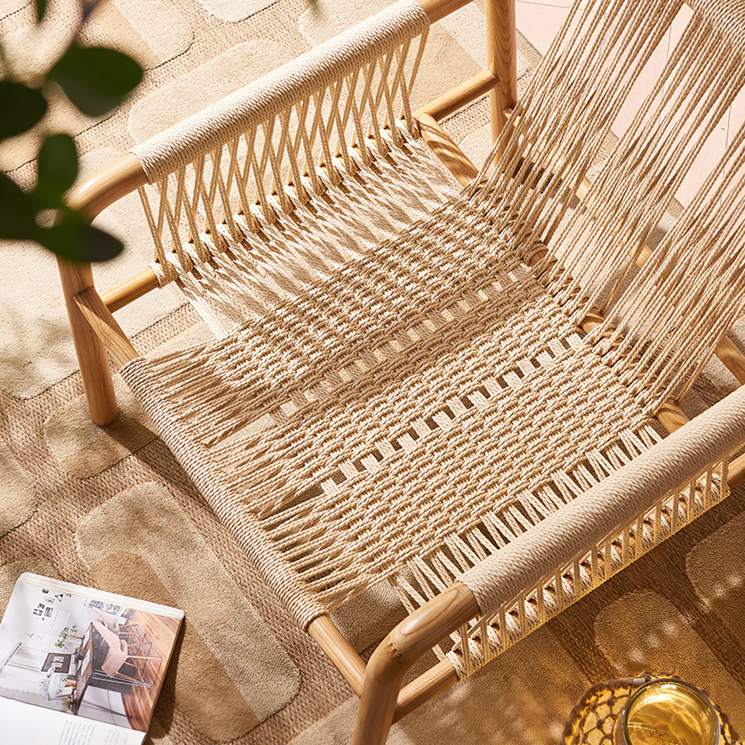 Zubkov Lounge Chair, Rattan & Solid Wood, Oak - Image 4