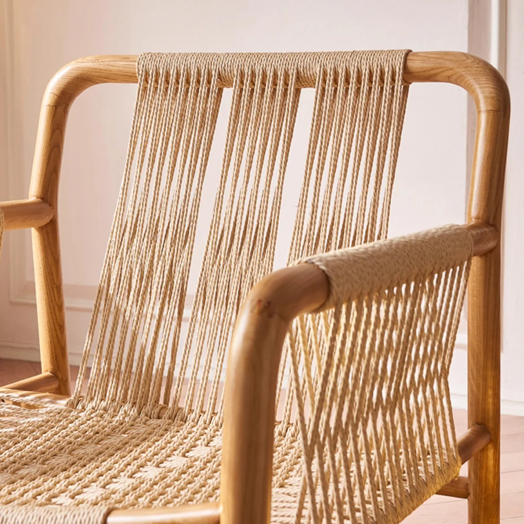 Zubkov Lounge Chair, Rattan & Solid Wood, Oak - Image 5
