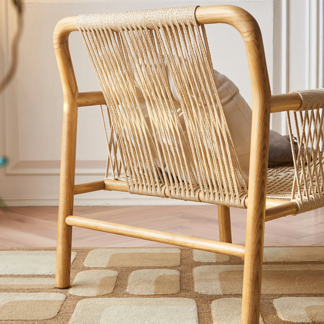 Zubkov Lounge Chair, Rattan & Solid Wood, Oak - Image 6