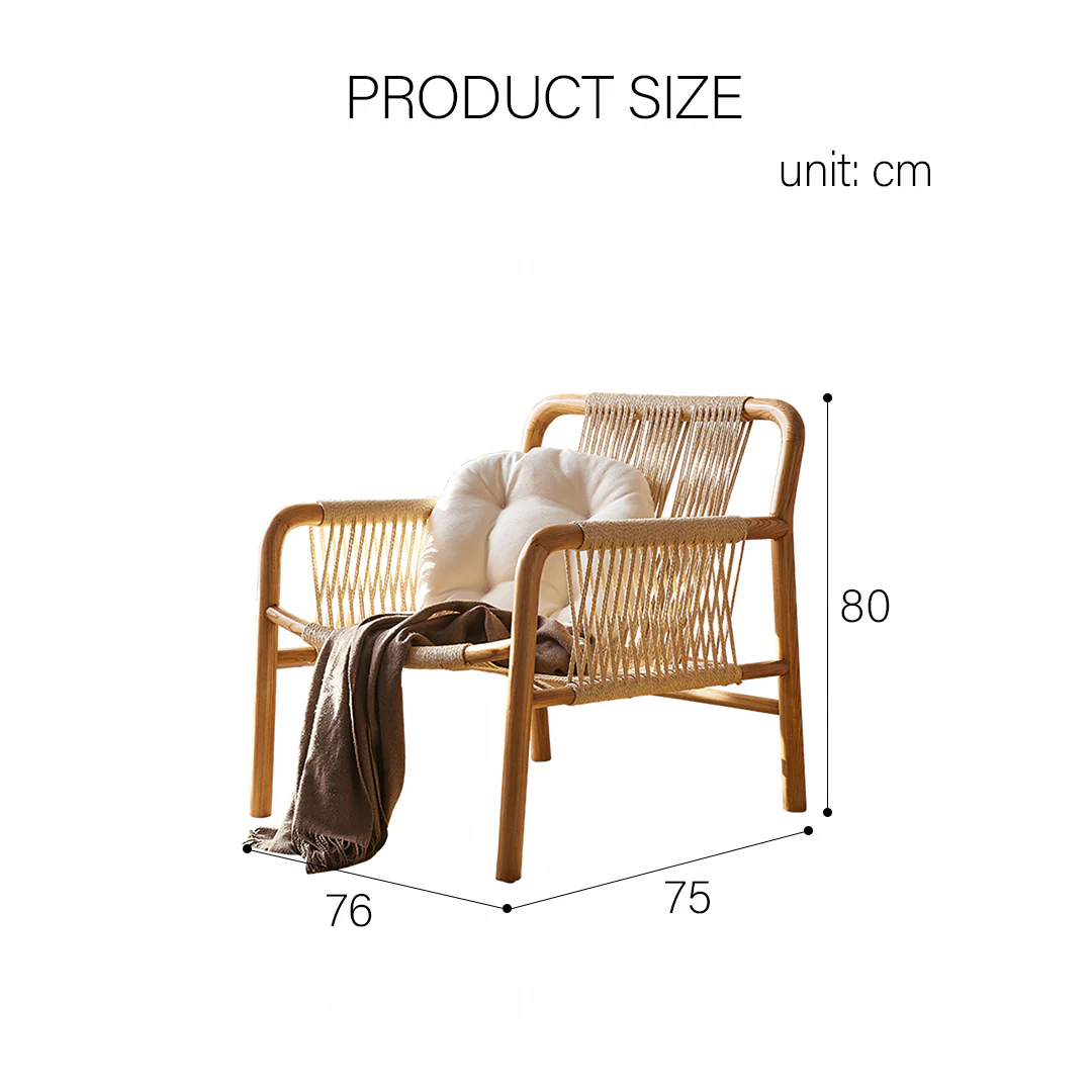Zubkov Lounge Chair, Rattan & Solid Wood, Oak - Image 9